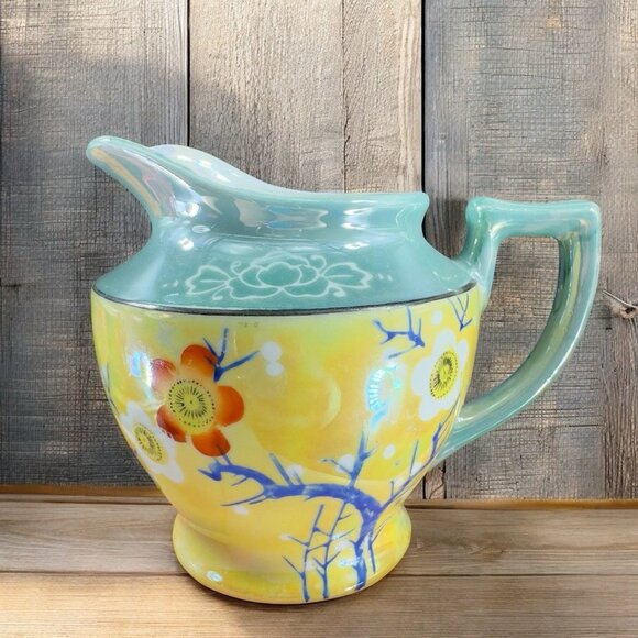 Vintage Japanese Lusterware Small Pitcher Creamer Marked T Fine Porcelain VTG - Picture 1 of 12